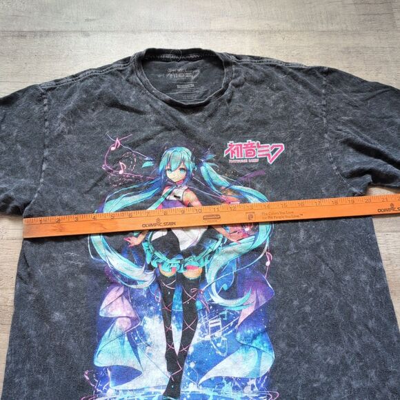 Hatsune Miku Adult Black Tie Dye Anime Short Sleeve Shirt Size Medium M - Picture 2 of 5